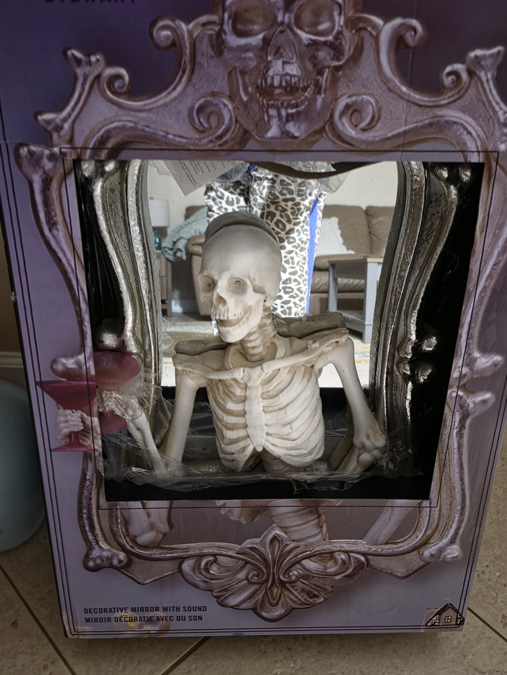 Martha Stewart White Skeleton Decorative Wall Mirror